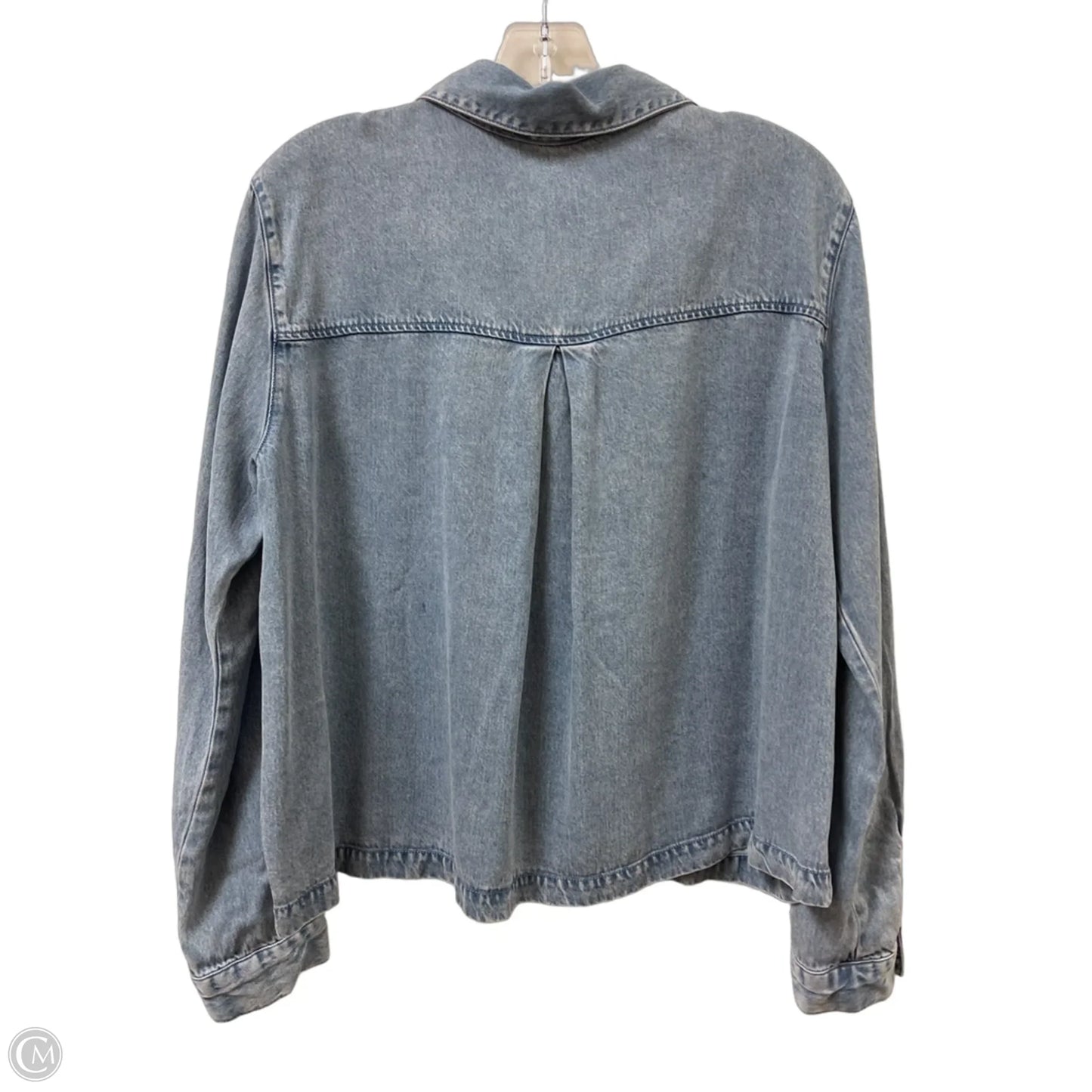 Blouse Long Sleeve By Jane And Delancey In Blue Denim, Size: L