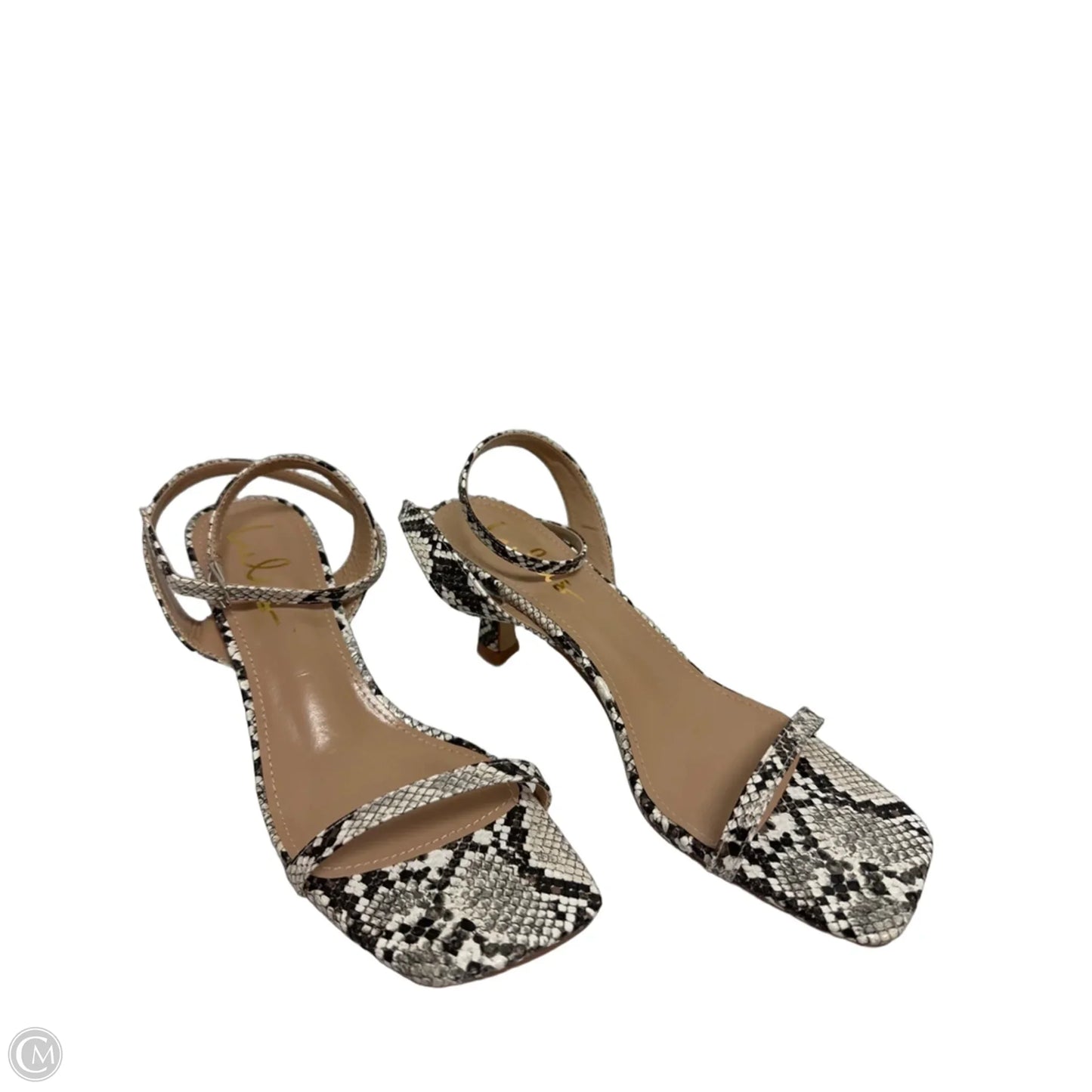 Sandals Heels Kitten By Lulus In Snakeskin Print, Size: 8