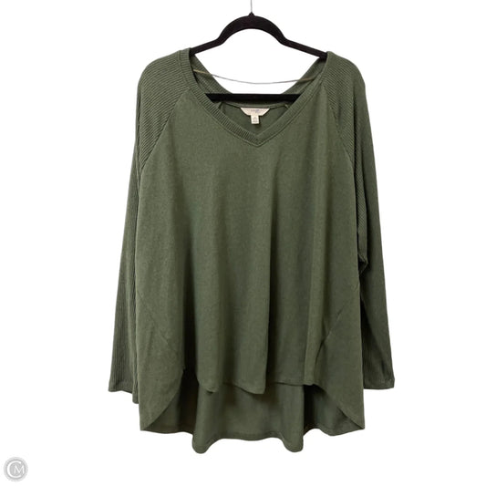 Top Long Sleeve By Terra & Sky In Green, Size: 2x