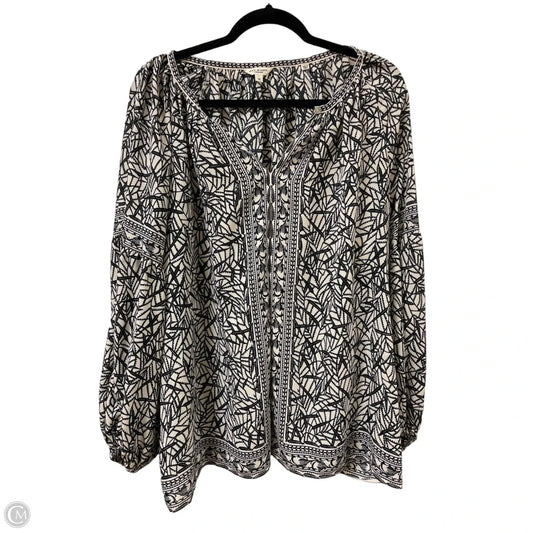 Top Long Sleeve By Max Studio In Black & Cream, Size: 1x