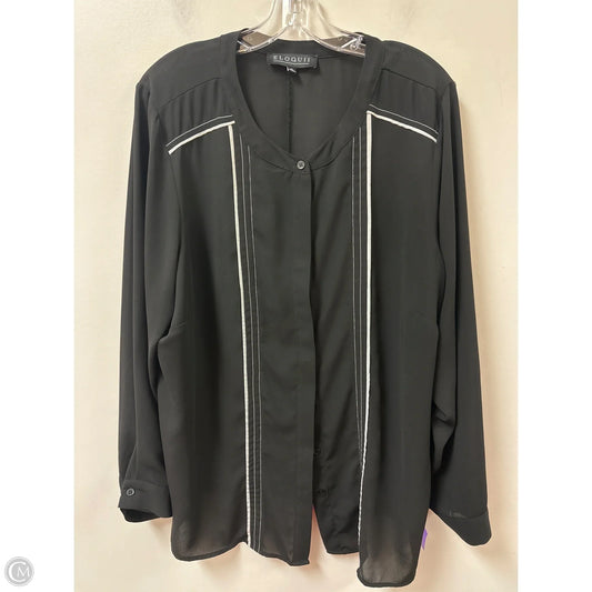 Blouse Long Sleeve By Eloquii In Black & White, Size: 3x