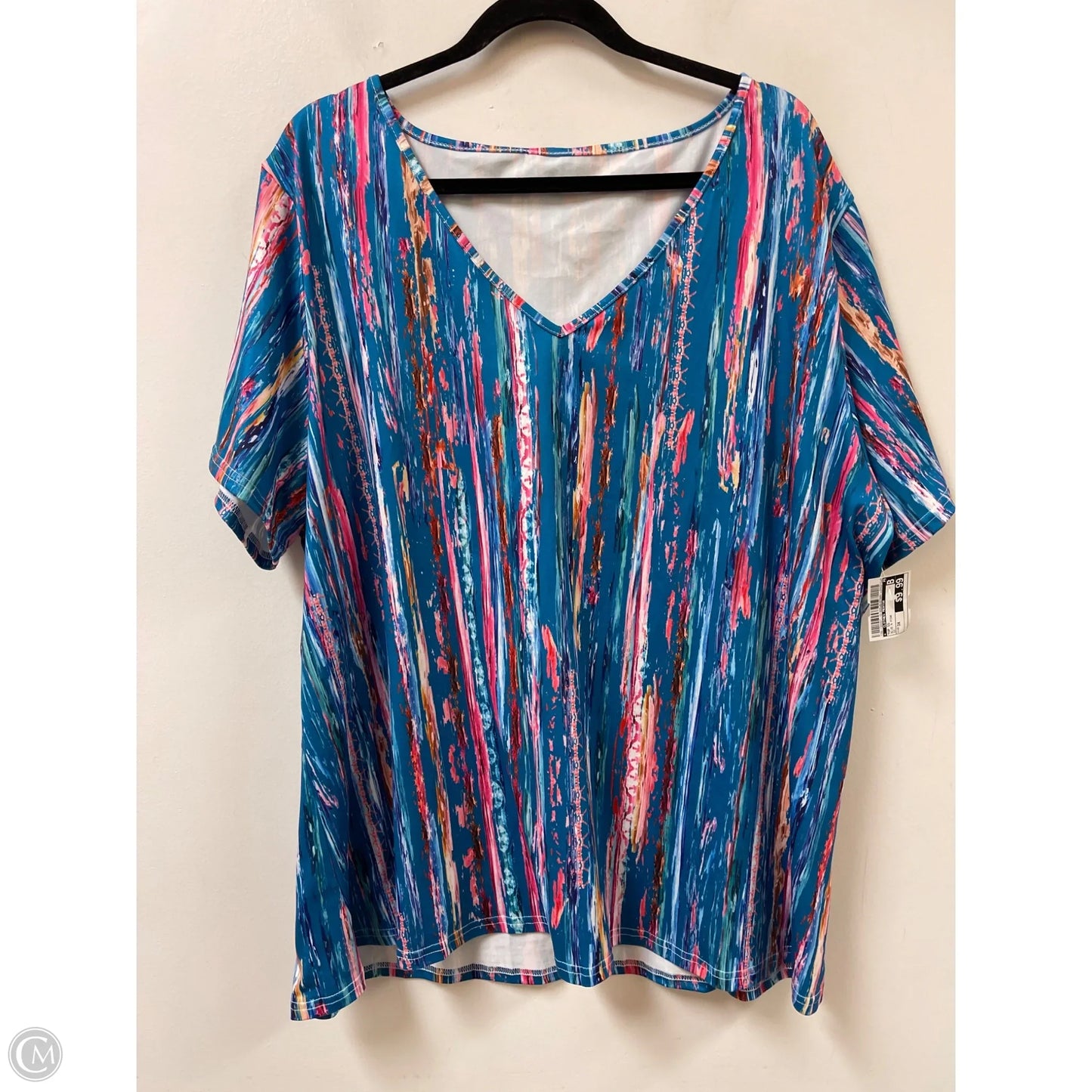Top Short Sleeve By Clothes Mentor In Blue & Pink, Size: 3x
