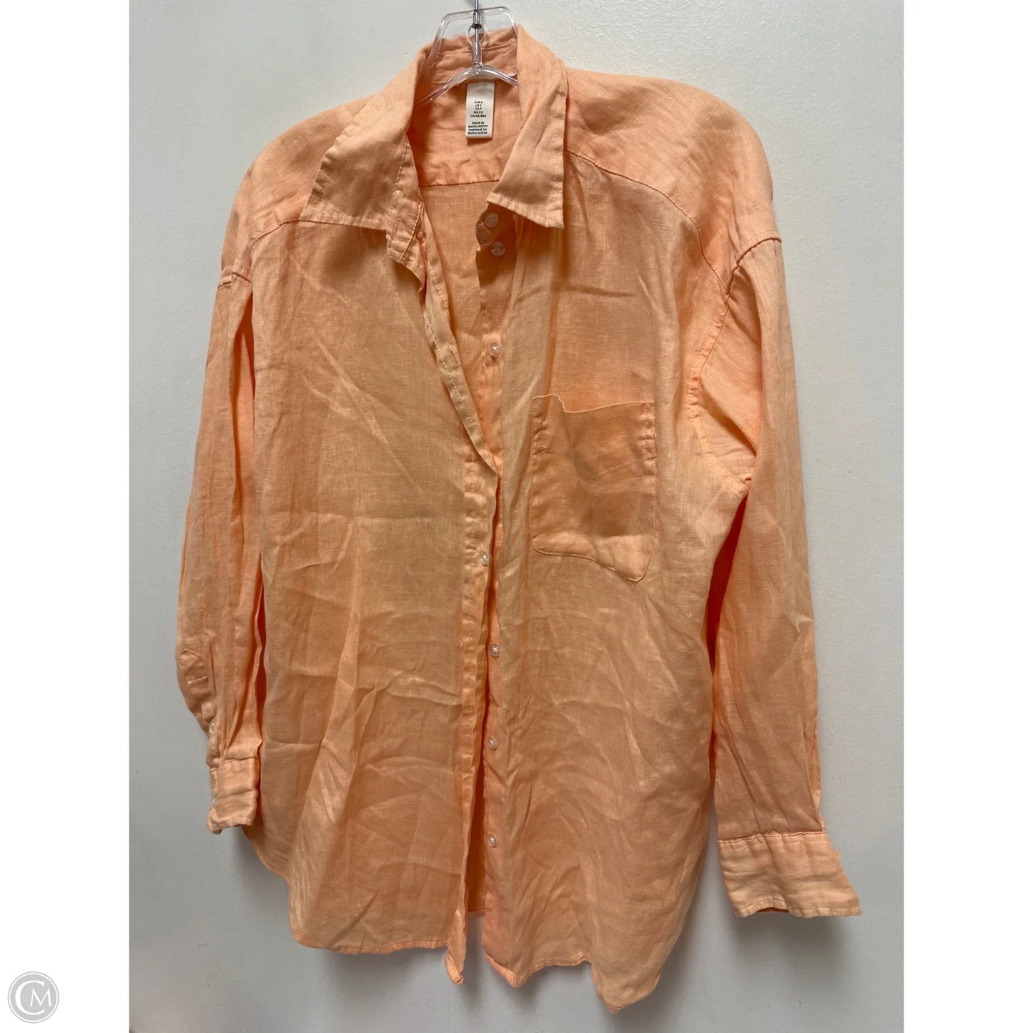 Blouse Long Sleeve By H&m In Orange, Size: S