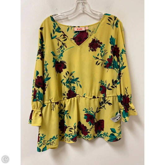 Top Long Sleeve By Evri In Floral Print, Size: 1x