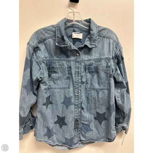 Blouse Long Sleeve By Old Navy In Blue Denim, Size: Xl