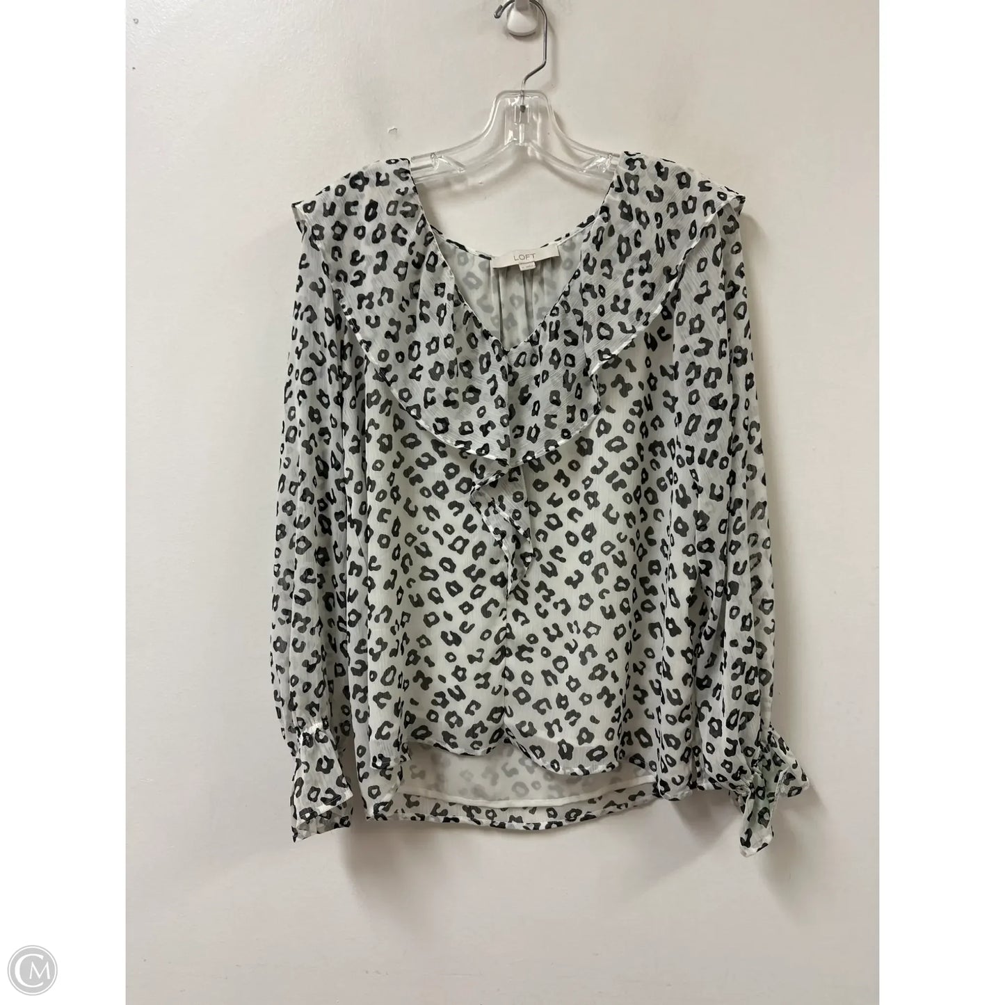Top Long Sleeve By Loft In Black & White, Size: M