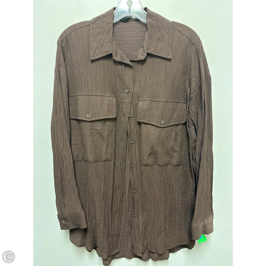 Blouse Long Sleeve By Clothes Mentor In Brown, Size: L