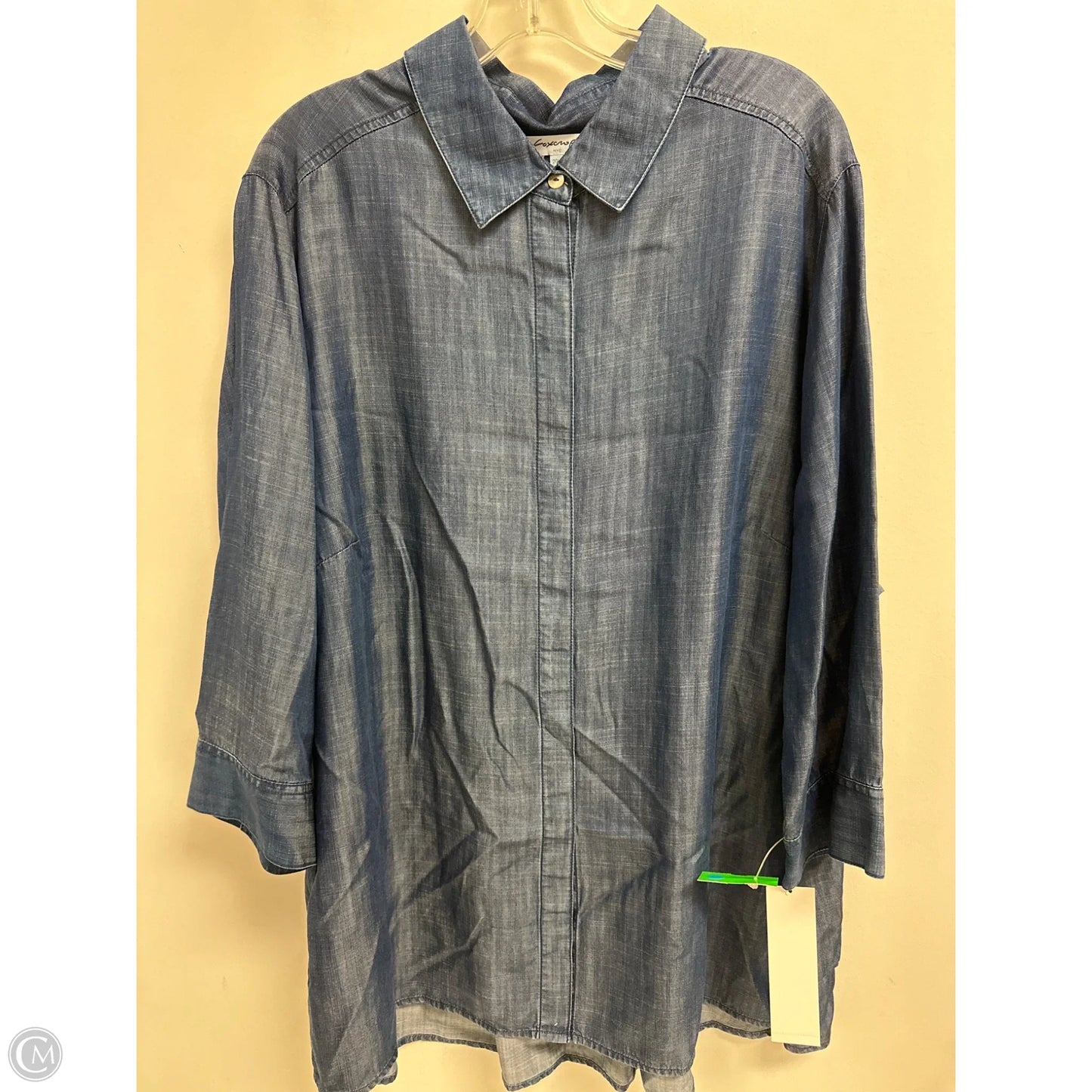 Tunic Long Sleeve By Foxcroft In Blue, Size: 2x