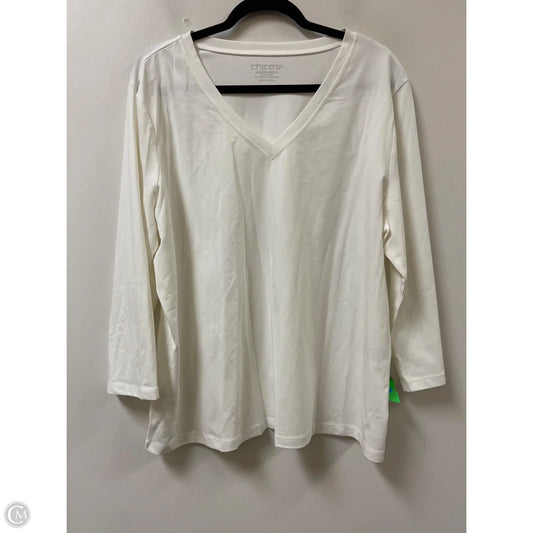 Top Long Sleeve By Chicos In White, Size: 1x