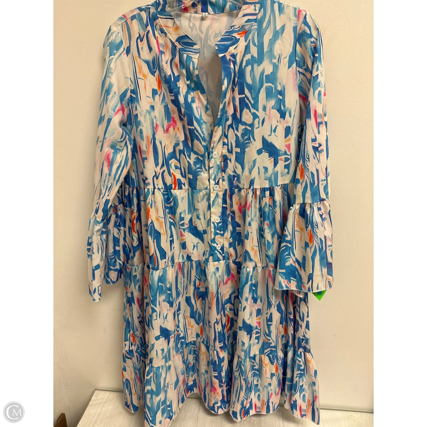 Dress Casual Midi By Clothes Mentor In Blue & White, Size: S