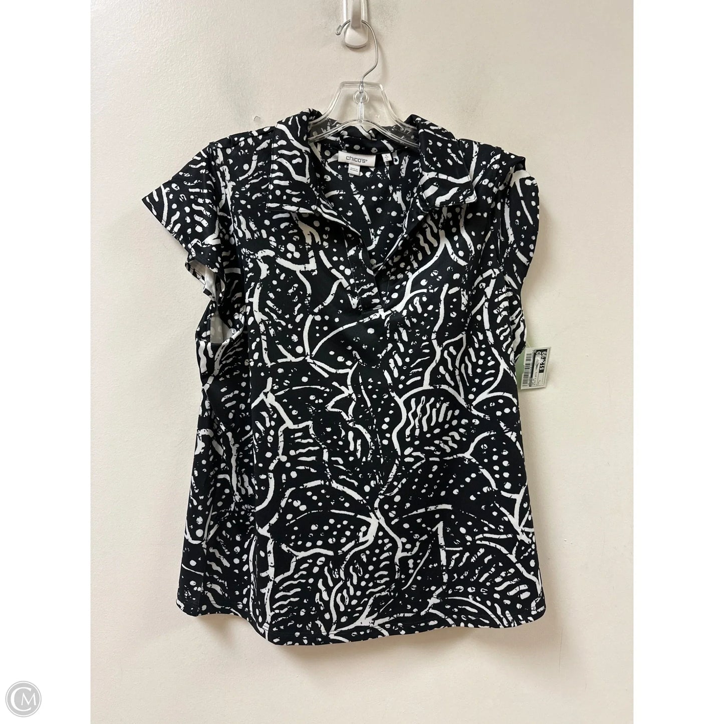 Top Short Sleeve By Chicos In Black & White, Size: L