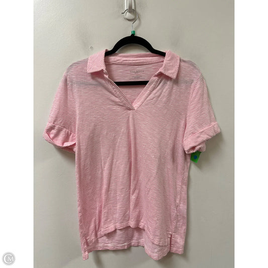 Top Short Sleeve By Talbots In Pink & White, Size: Lp