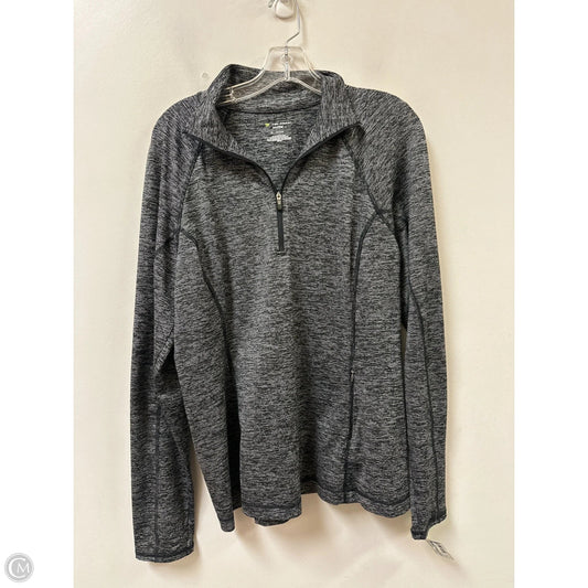Athletic Top Long Sleeve Collar By Tek Gear In Black & Grey, Size: Xl