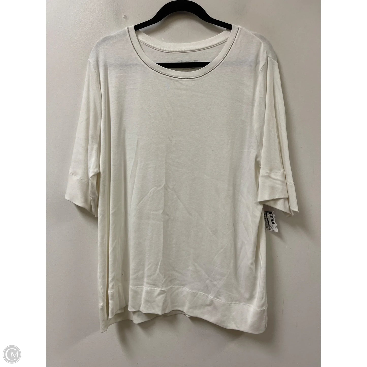 Top Short Sleeve By Chicos In White, Size: 1x