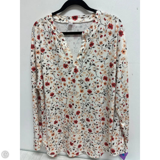 Top Long Sleeve By Clothes Mentor In Cream & Red, Size: 2x