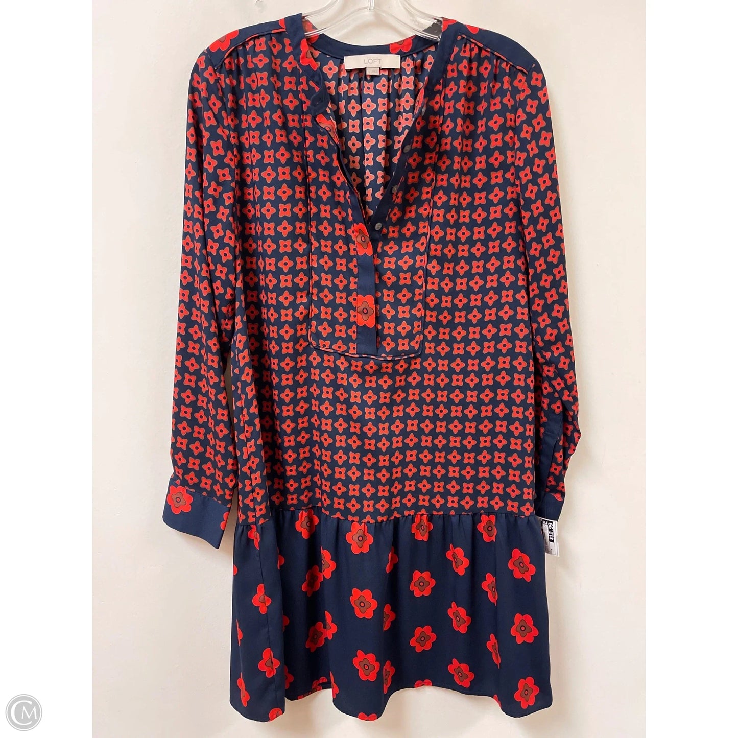 Dress Casual Short By Loft In Blue & Red, Size: M