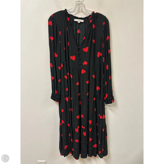 Dress Casual Midi By Loft In Black & Red, Size: M