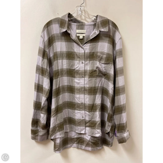 Blouse Long Sleeve By Treasure And Bond In Brown & Purple, Size: L