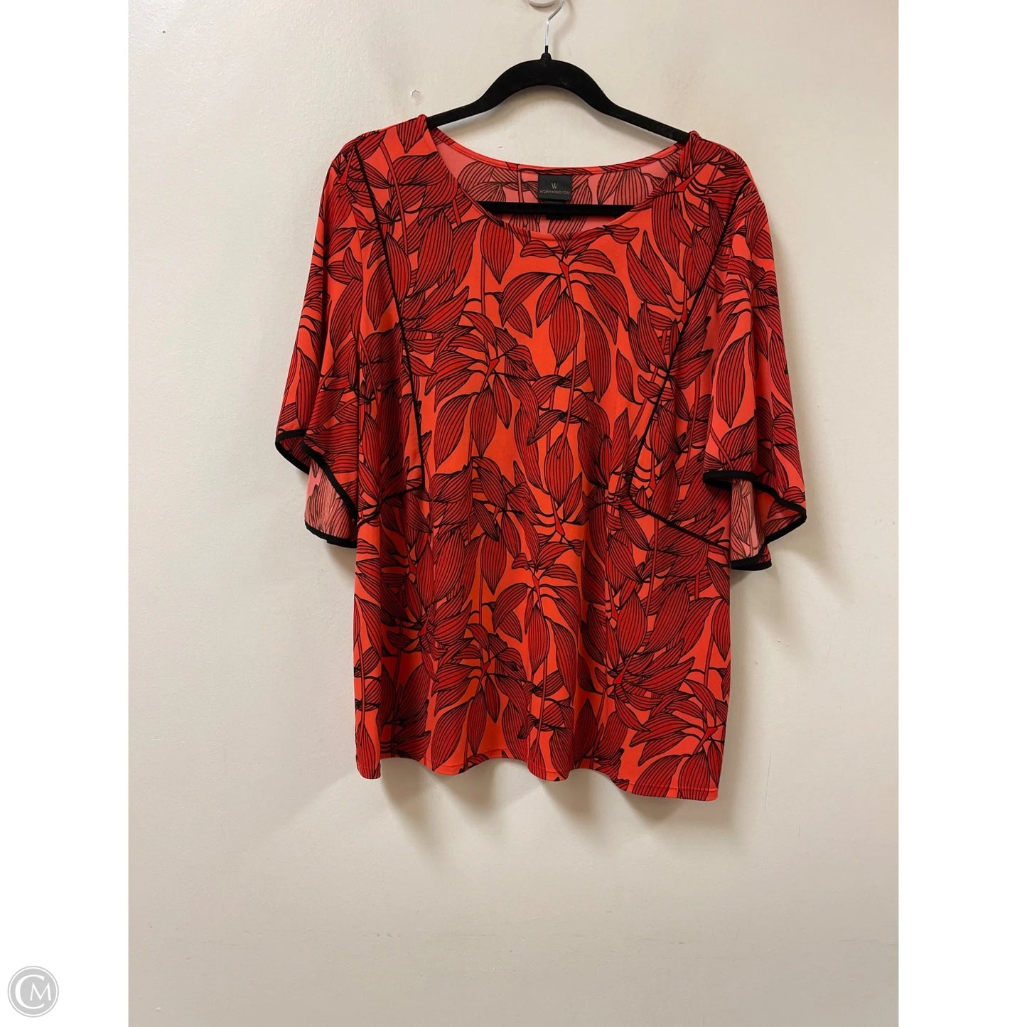 Top Short Sleeve By Worthington In Black & Red, Size: Xl