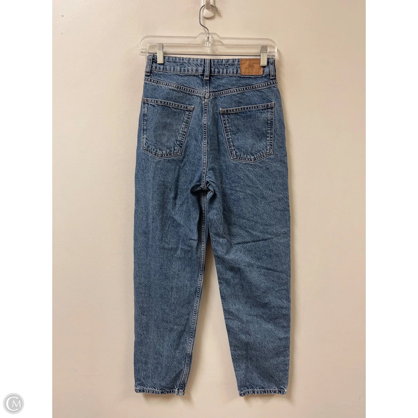 Jeans Straight By Zara In Blue Denim, Size: 4