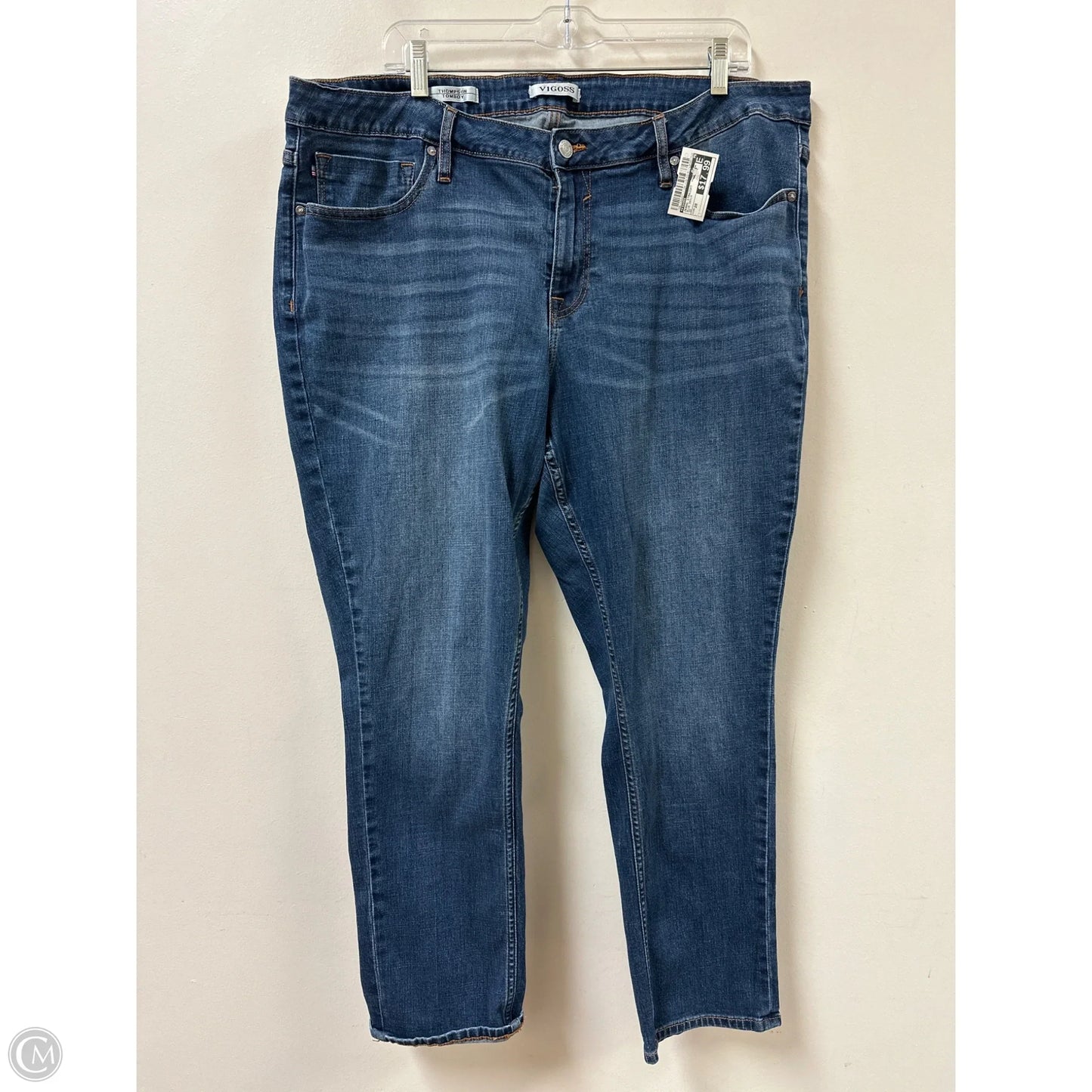 Jeans Straight By Vigoss In Blue Denim, Size: 20