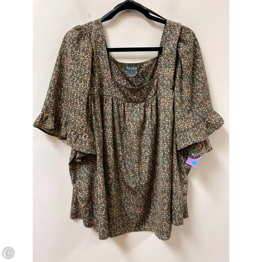 Top Short Sleeve By Arula In Green & Orange, Size: 3x
