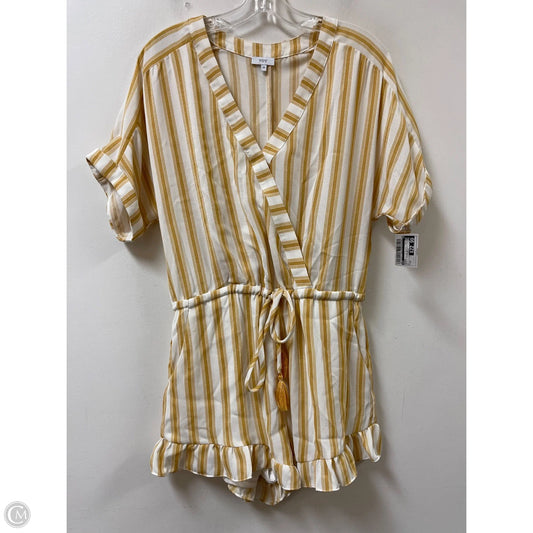 Romper By Voy In White & Yellow, Size: M