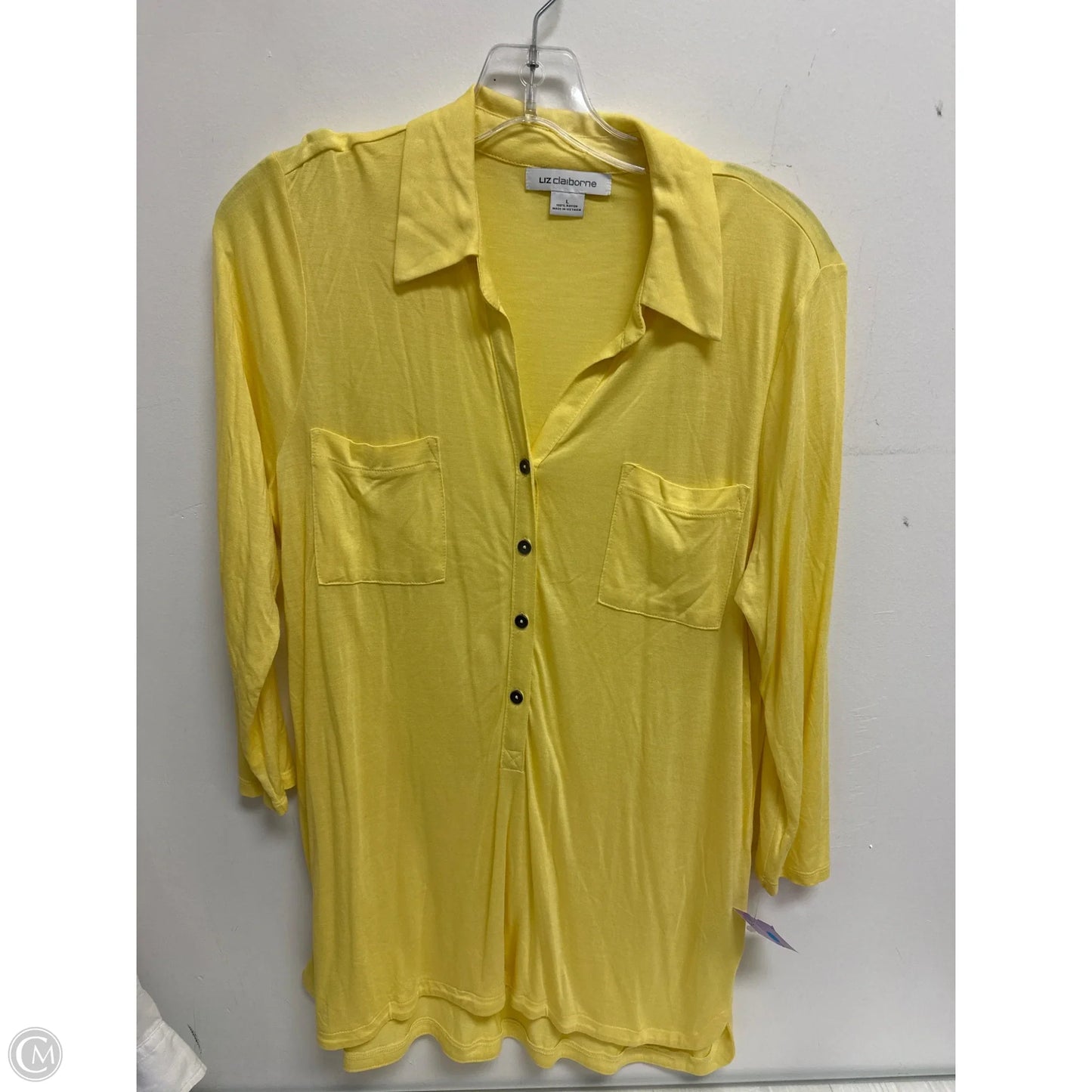 Top Long Sleeve By Liz Claiborne In Yellow, Size: L