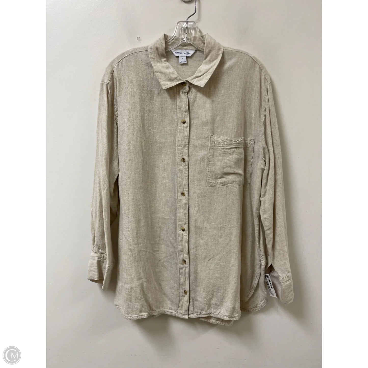 Blouse Long Sleeve By Old Navy In Cream, Size: L