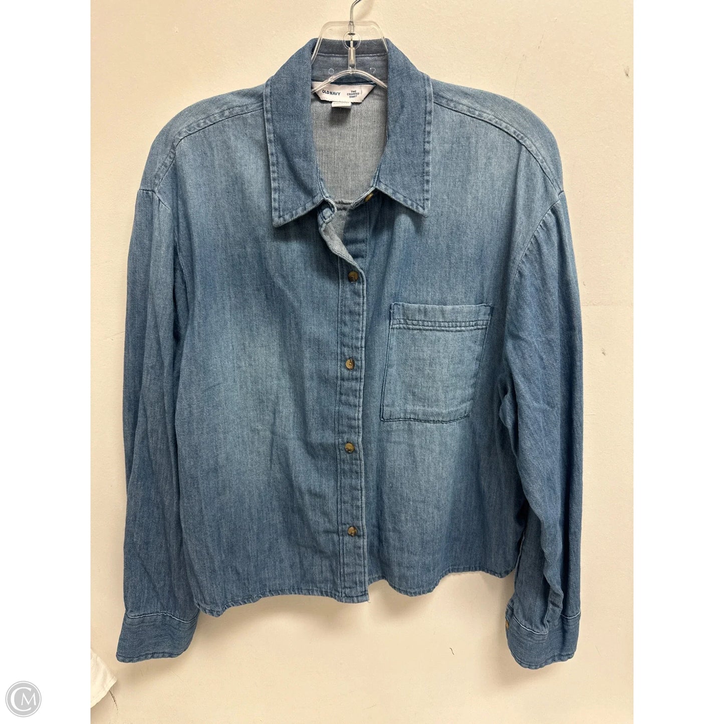 Blouse Long Sleeve By Old Navy In Blue, Size: L
