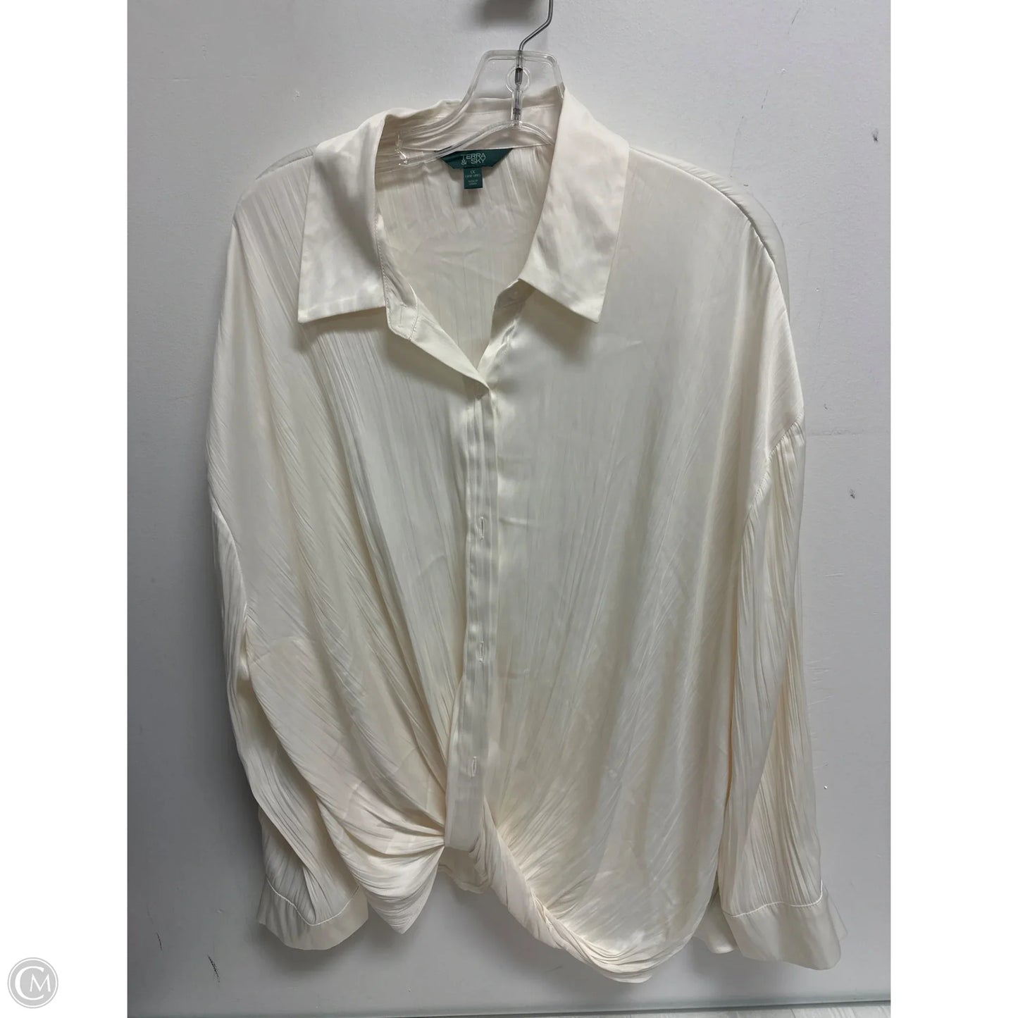 Blouse Long Sleeve By Terra & Sky In Cream, Size: 1x