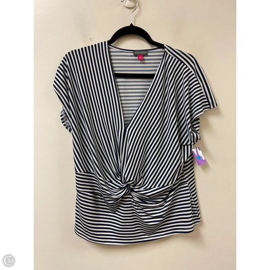 Top Short Sleeve By Vince Camuto In Blue & White, Size: L