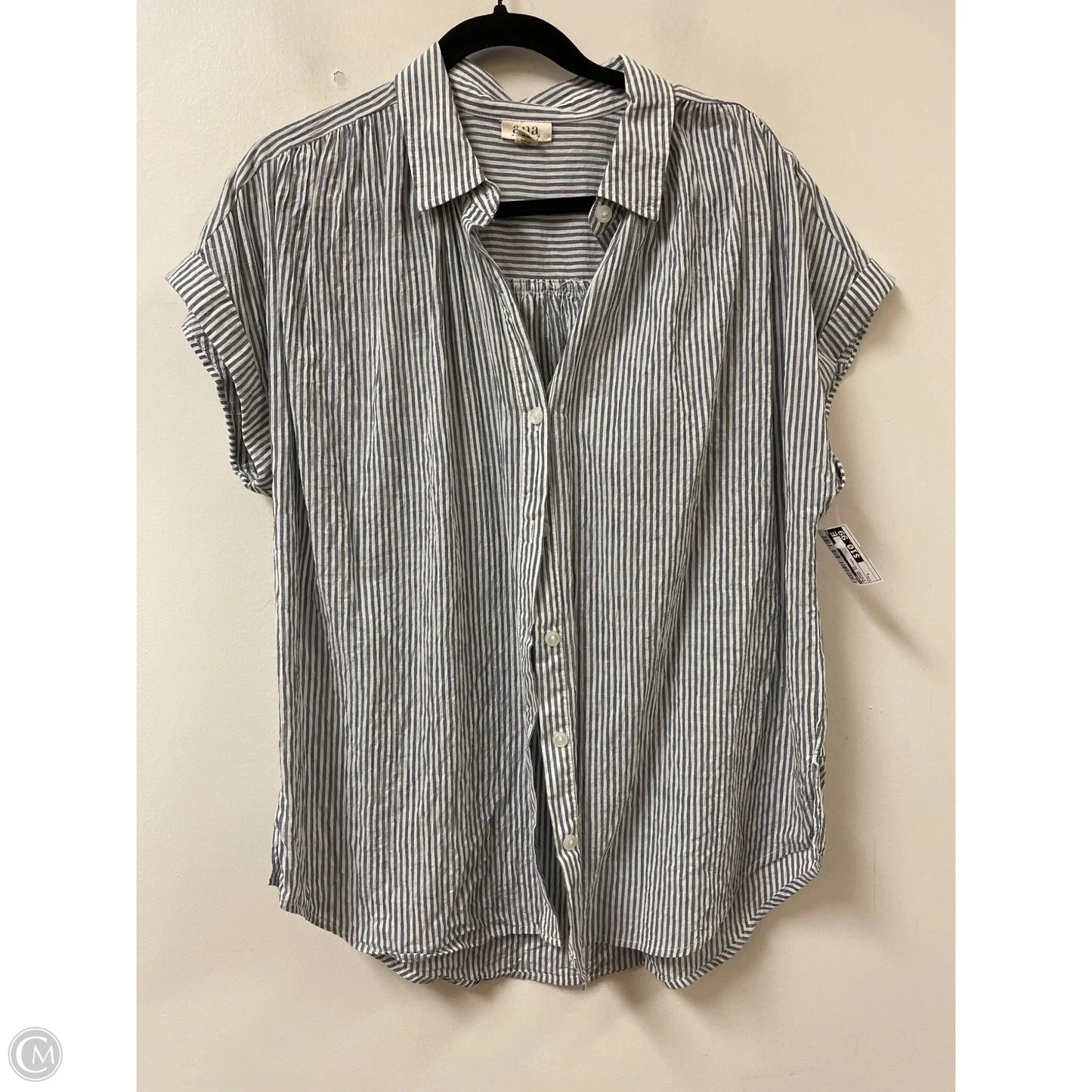 Blouse Short Sleeve By Ana In Striped Pattern, Size: L