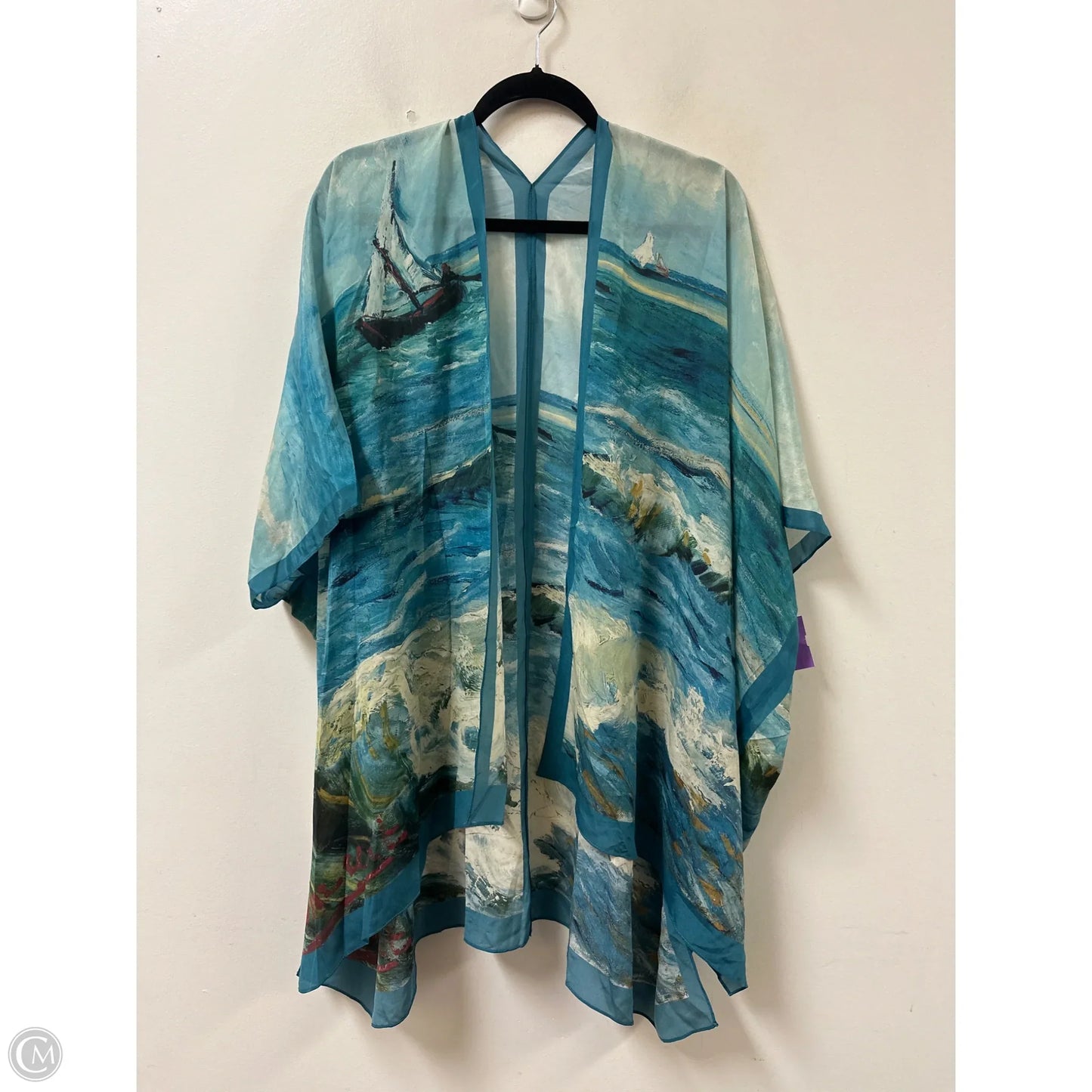 Kimono By Clothes Mentor In Blue & White, Size: Osfm