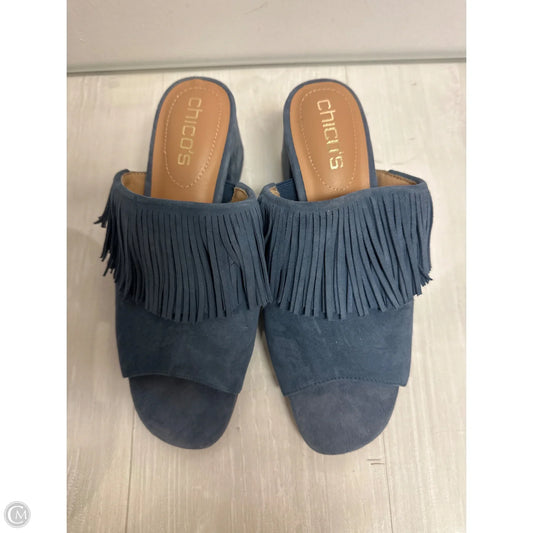 Sandals Heels Block By Chicos In Blue, Size: 8