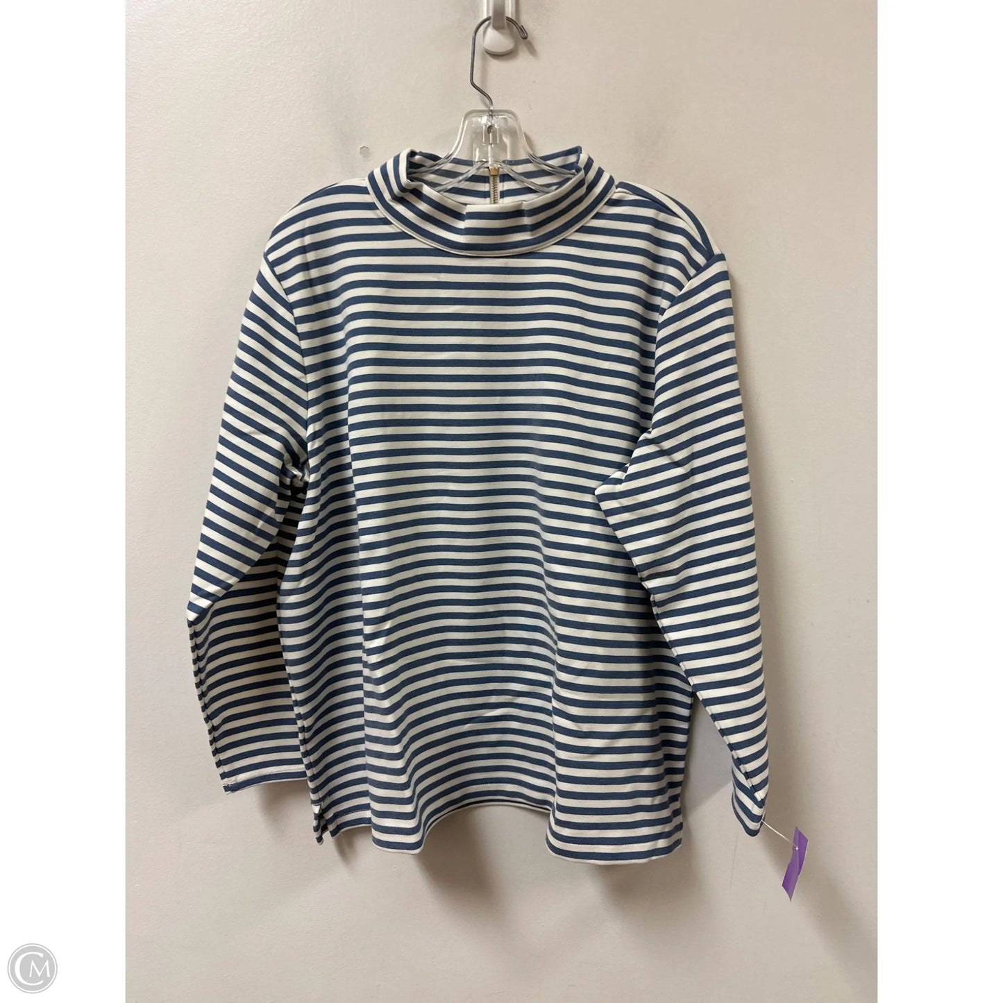 Top Long Sleeve By Talbots In Blue & White, Size: 2x