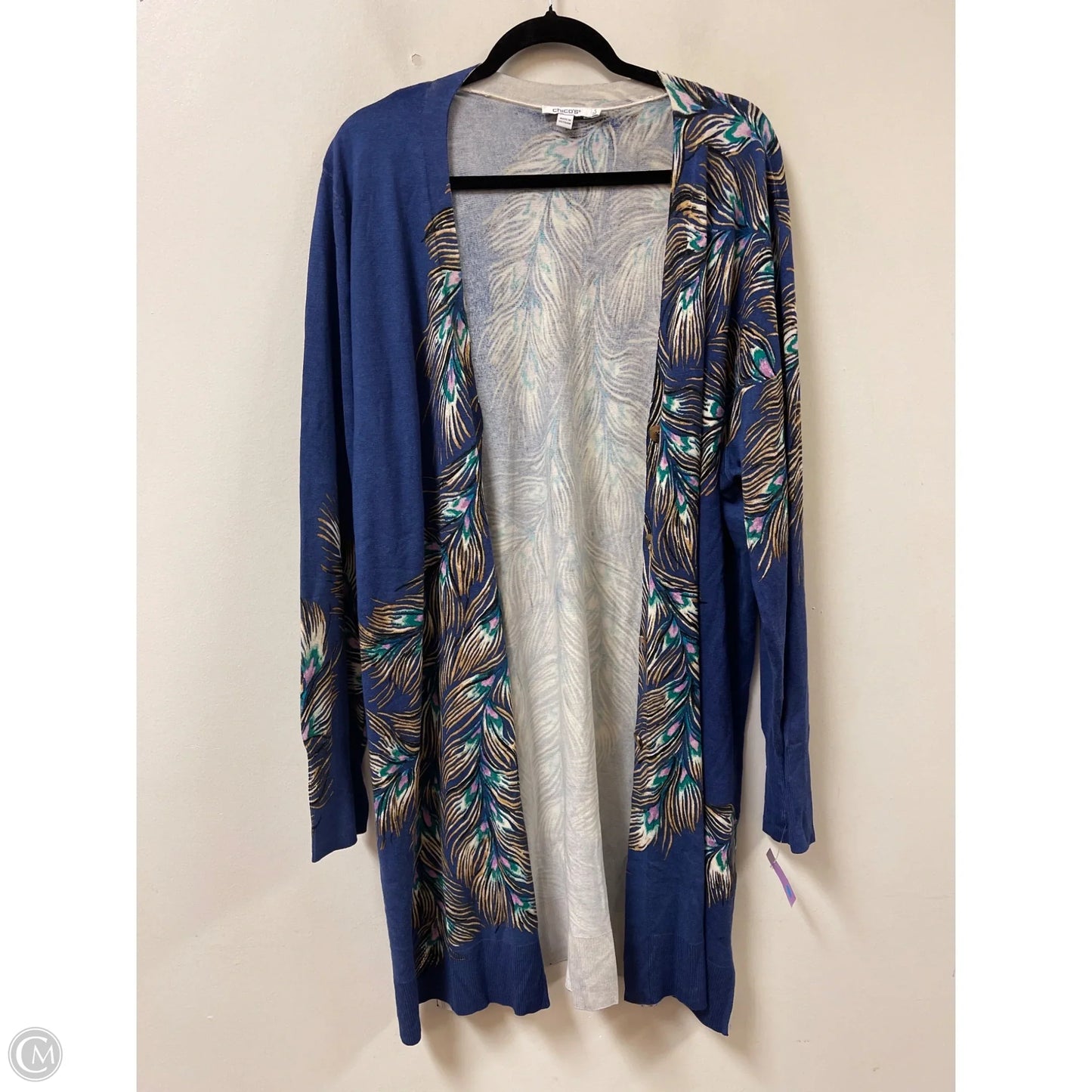 Sweater Cardigan By Chicos In Blue, Size: 1x