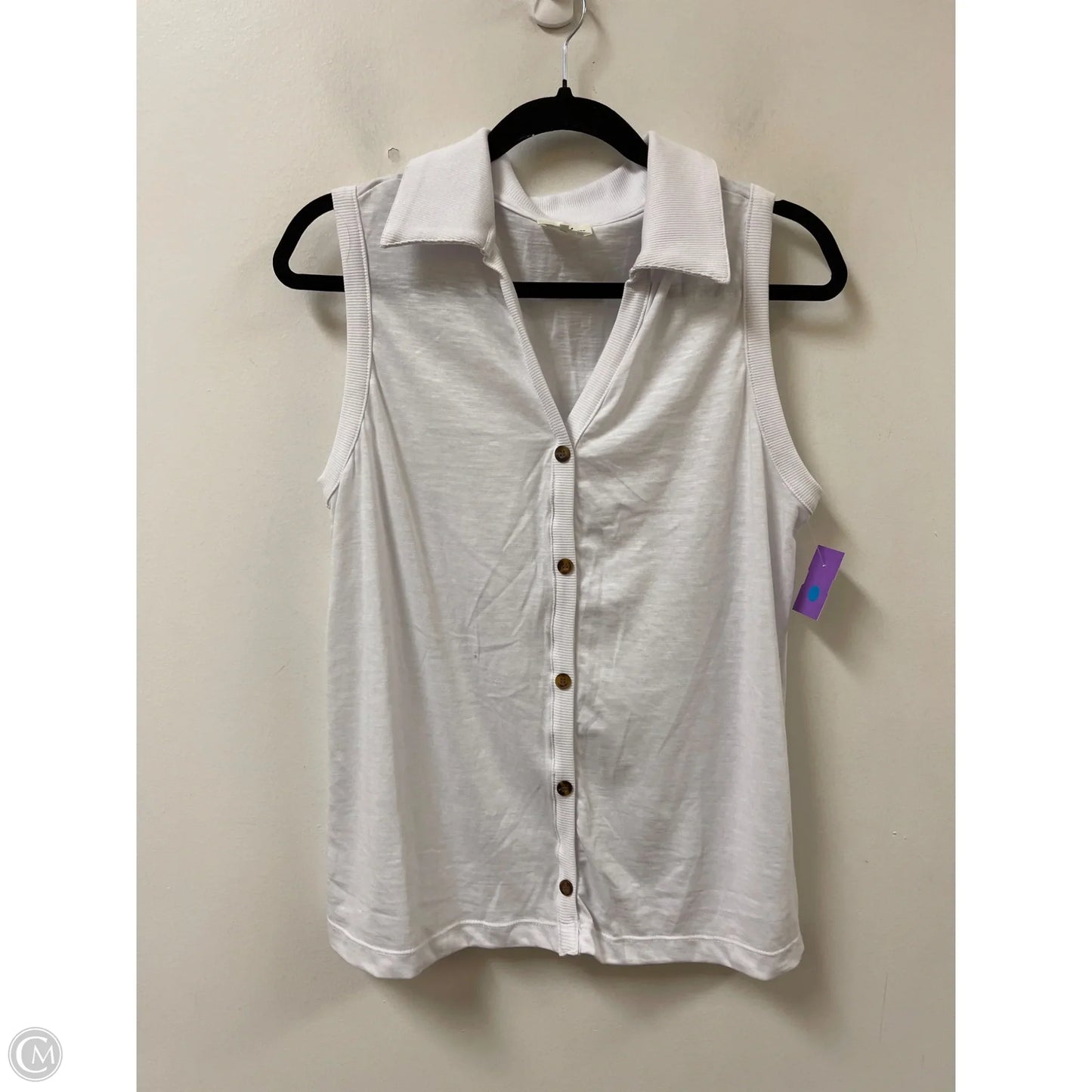 Top Sleeveless By Clothes Mentor In White, Size: M