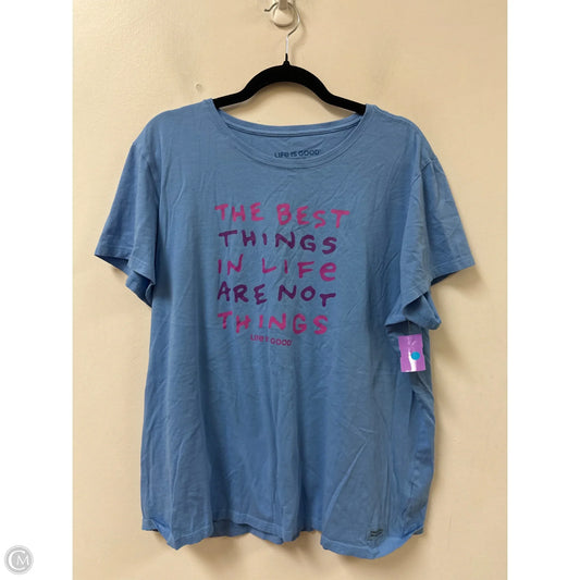 Top Short Sleeve By Life Is Good In Blue, Size: 1x