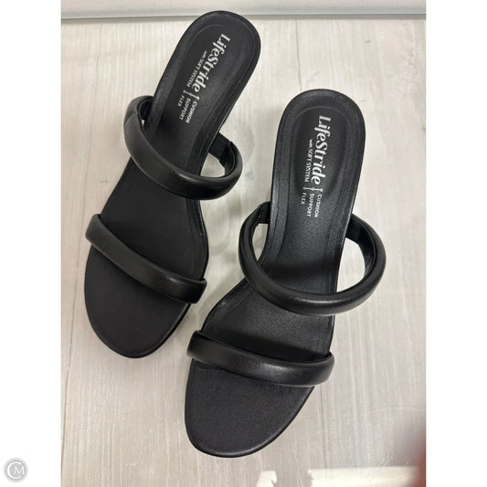 Sandals Heels Kitten By Life Stride In Black, Size: 6.5
