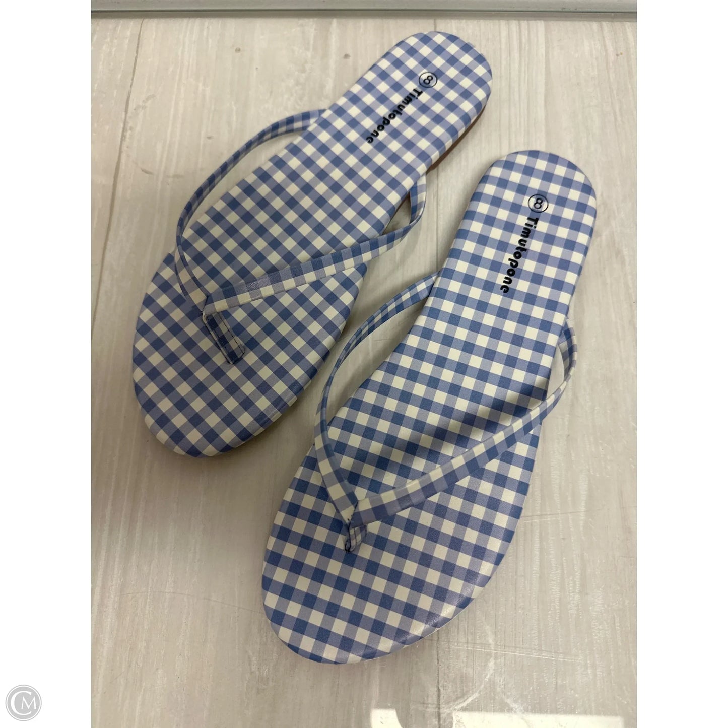 Sandals Flip Flops By Clothes Mentor In Blue & White, Size: 8
