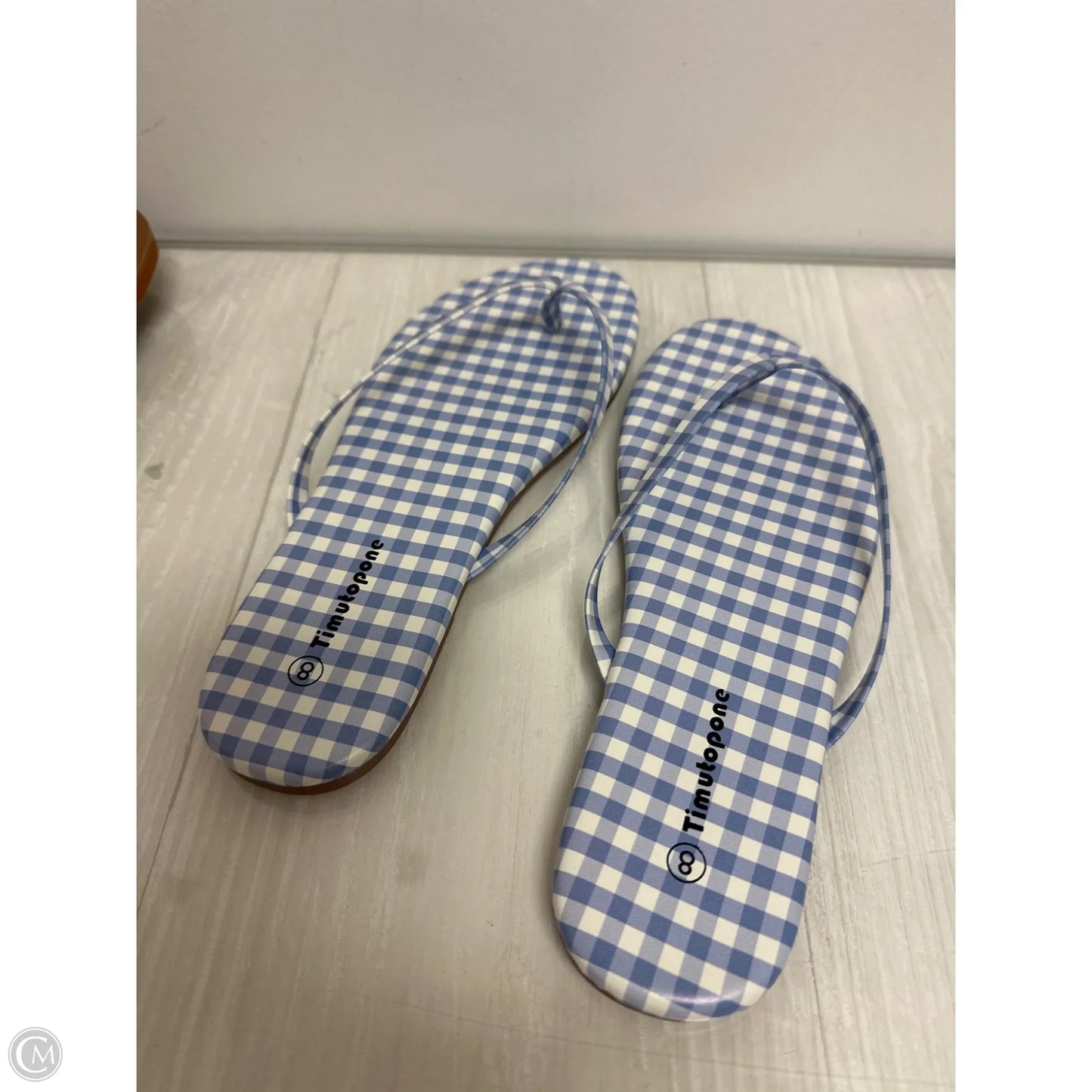 Sandals Flip Flops By Clothes Mentor In Blue & White, Size: 8
