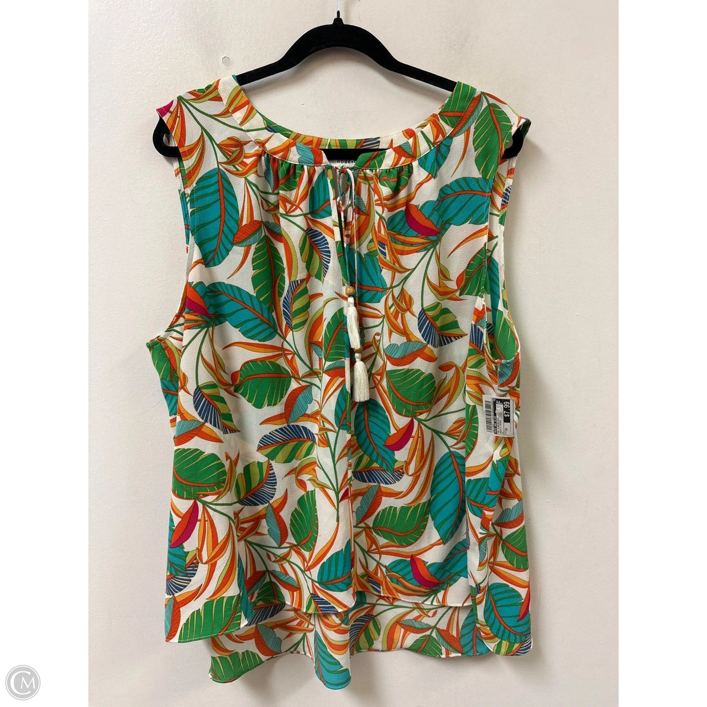 Top Sleeveless By Rose And Olive In Green & Orange, Size: 3x