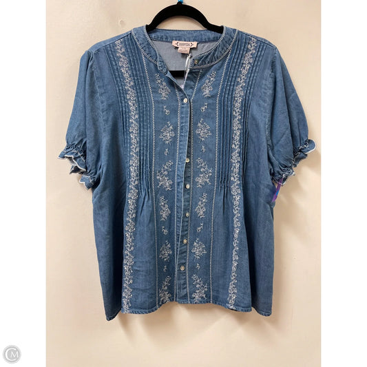 Blouse Short Sleeve By Nanette By Nanette Lepore In Blue, Size: L