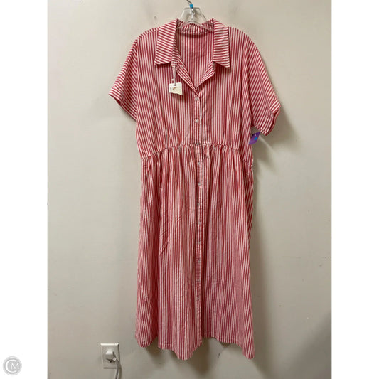 Dress Casual Midi By Clothes Mentor In Red & White, Size: L