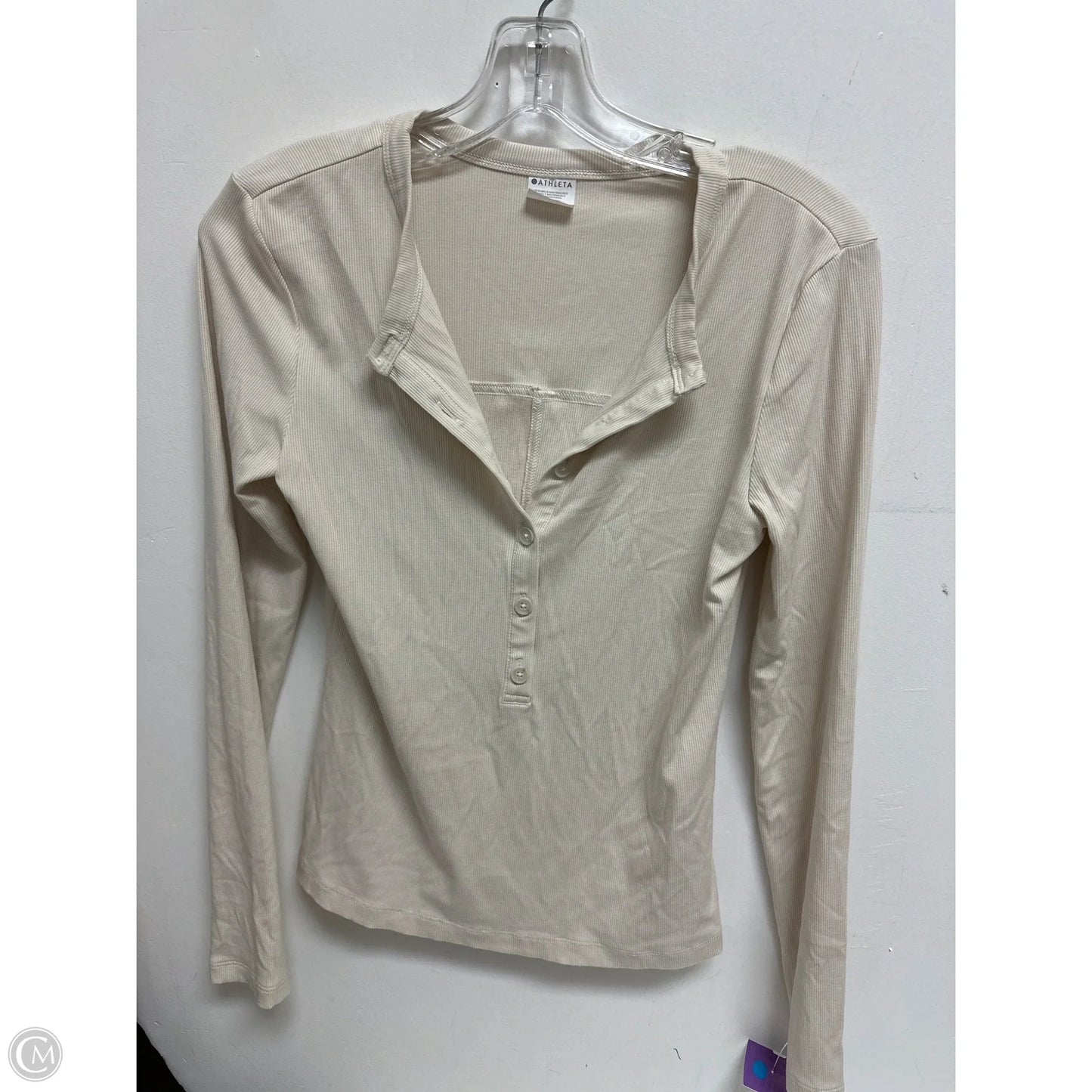 Top Long Sleeve By Athleta In Cream, Size: S