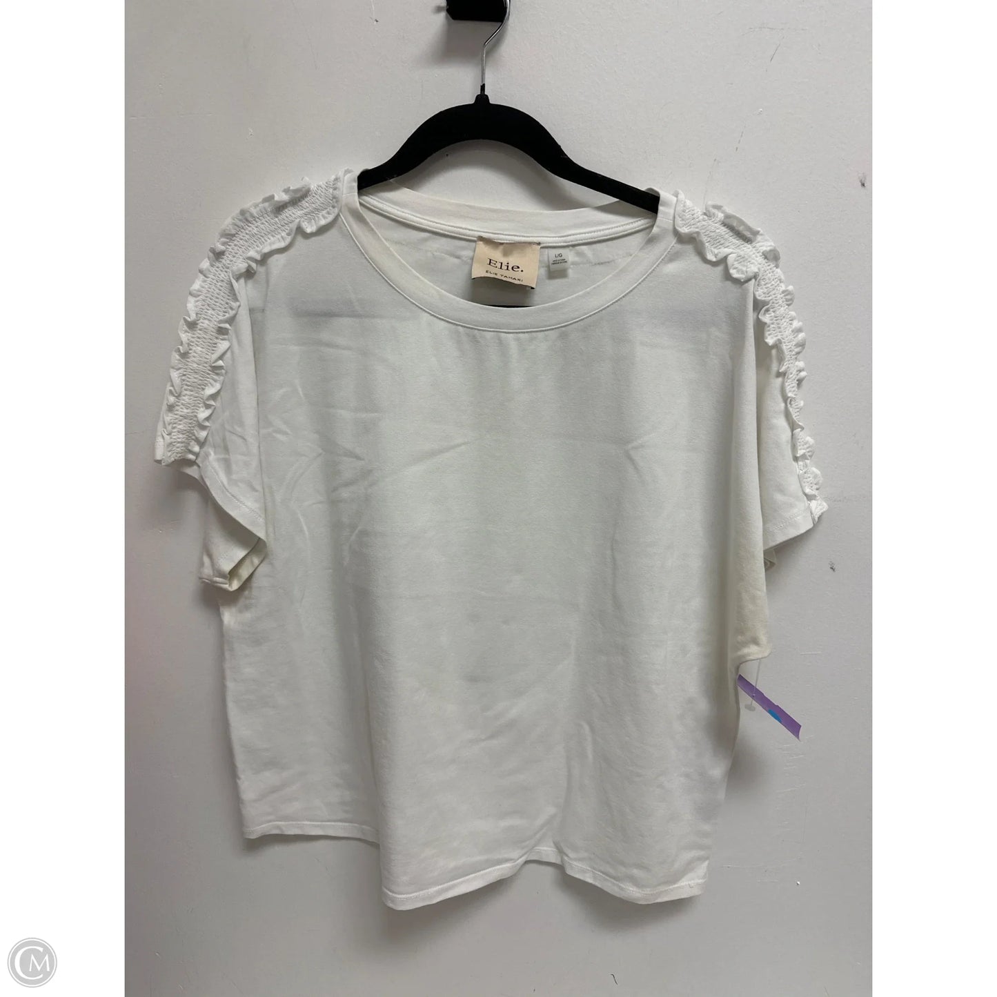 Top Short Sleeve By Elie Tahari In White, Size: L