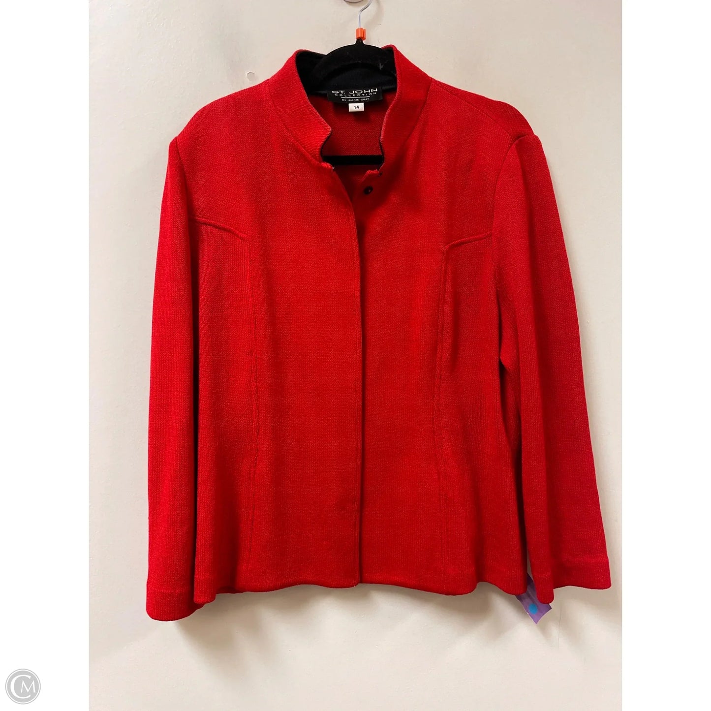 Sweater Cardigan Luxury Designer By St John Collection In Red, Size: L