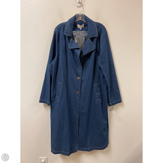 Coat Trench Coat By Skies Are Blue In Blue Denim, Size: 1x