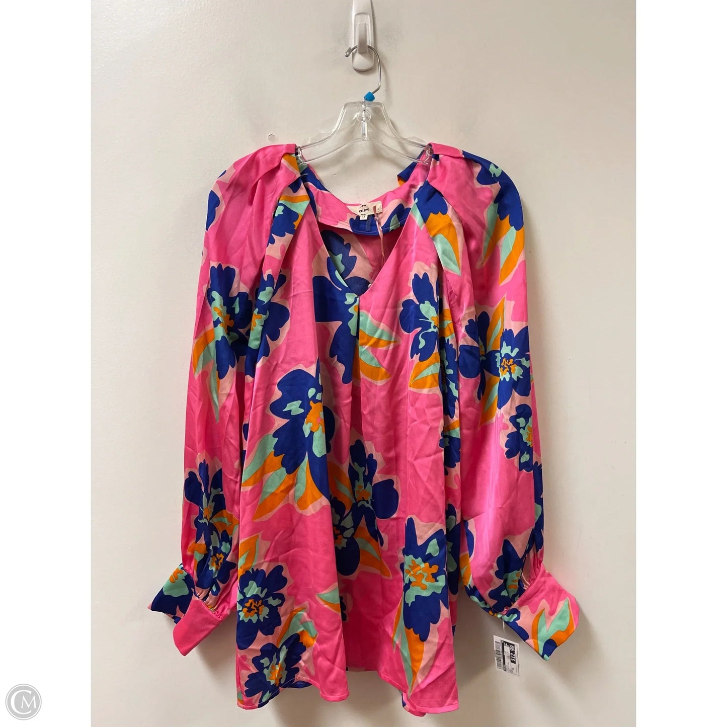 Top Long Sleeve By Entro In Blue & Pink, Size: 1x